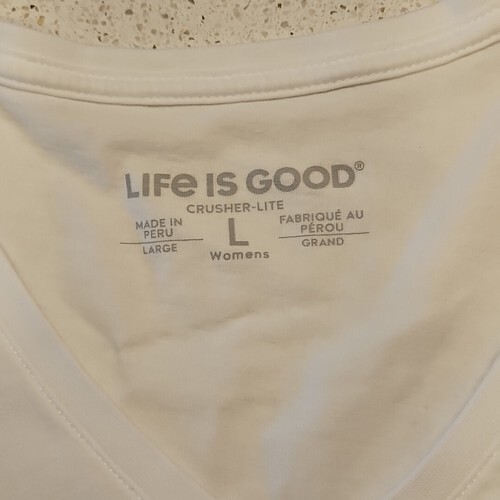 Life is Good Christmas Shirt Crusher T Womens L Penguin Tree White Short Sleeve Item image 8