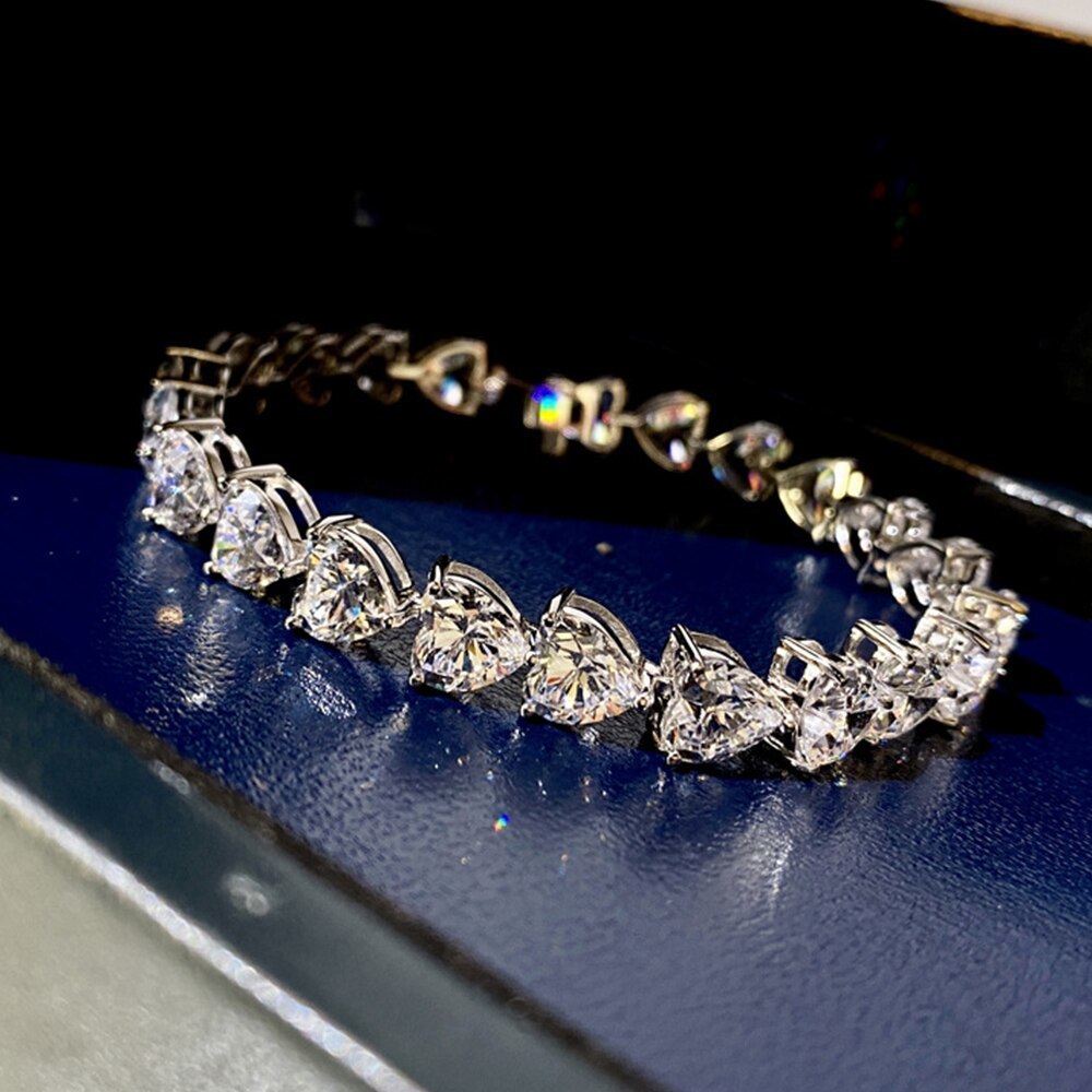 New High Quality Original Women's Bracelet Diamond Heart Bracelet Women's High C - £30.34 GBP