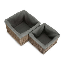 Small Square Antique Wash Grey Lined Storage Basket - £26.37 GBP+