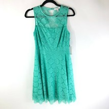 Kensie Dress A Line Sleeveless Lace Overlay Open Back Aqua Green Size 4 - £15.20 GBP