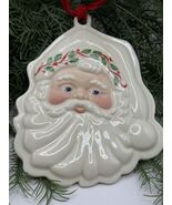 Lenox Santa Cookie Mold Ornament #840117 Holly Trim Porcelain 6.5” Vinta... - $24.24