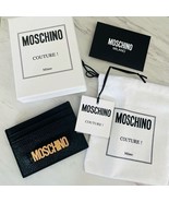 MOSCHINO Logo Leather Card Case, Designer Italian Luxury Wallet, Black G... - $2,604.11 MXN