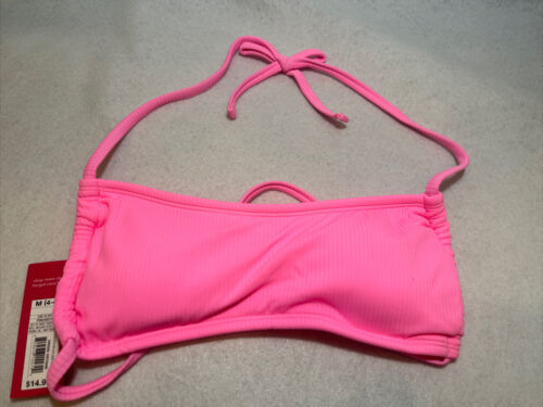 Primary image for Junior's Ribbed Apron Front Bralette Bikini  - Xhilaration™ - Pink  - Size M