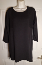 NEW Chico&#39;s Black Scoop Neck 3/4 Sleeve Tight Knit Tunic Top Size 0 - £15.03 GBP