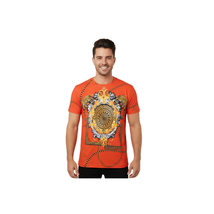 Men Crew T Shirt Makrom Turkey Medallion medusa Lion Floral 1231-426 red Gold image 6