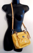 Coach Handbag LEAH Cross Body Convertible Double Strap YELLOWED Patent Leather - £27.89 GBP