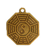 YIN YANG FENG SHUI CHARM 0.75&quot; Metal Pendant Bagua Protection Good Luck ... - $9.53 CAD