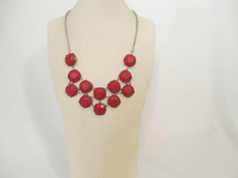 Department Store 18&quot; w 2&quot; ext Gold Tone Burgundy Stone Necklace C513 $36 - £11.08 GBP