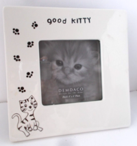 PHOEBE &amp; LUCKY Ceramic Picture Frame Good Kitty Cat Demdaco  Holds 4&quot; x 4&quot; Photo - £7.74 GBP