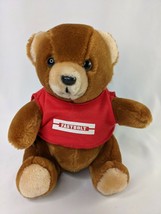 Logo Bear Fastbolt Red Shirt Plush 8 Inch 1985 Advertising Stuffed Animal Toy - £13.51 GBP