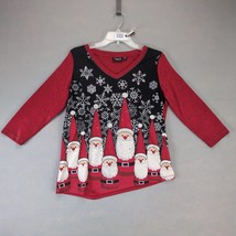 Onque Casual Santa Gnomes Holiday Shirt Top Womens XL P Embellished Snow... - $20.00