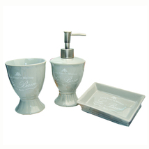 Ceramic Set Le bain Paris Lotion Soap Dispenser Pump Perfume Bottle Tumb... - $39.99