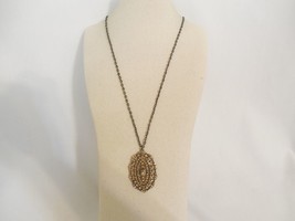 Charter Club Antiqued Grey Tone Amber Stone Oval Pendant Necklace C662 $32 - £8.15 GBP