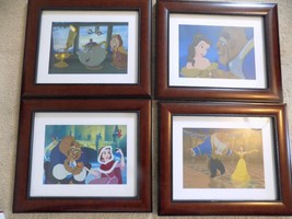 Set of (4) Disney  Beauty And The Beast Framed &amp; Matted 8x11 Animation Prints - £116.77 GBP