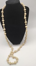 Cream Colored Extra Long Women&#39;s Beaded Necklace - £4.01 GBP