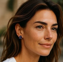 Vintage Coro Faux Cabochon Amethyst Clip-on Earrings Gold Tone - $280.07 MXN