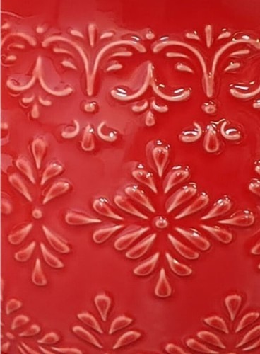 Pioneer Woman ~ Embossed ~ Timeless 6" Geo Planter ~ Embossed ~ Stoneware ~ RED Item image 2