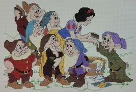 Snow White Embroidery Finished 7 Dwarfs Disney Princess Multi Color Vtg - $37.95