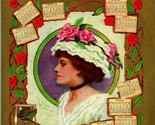 Vtg Postcard 1910 A Happy New Year Artist Signed Edwardian Woman Calenda... - $8.86