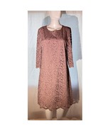 Garnet Hill Lace Dress Size 12 Pink Mauve Floral Scalloped Hem Lined 3/4... - $638.07 MXN