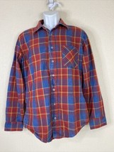 American Apparel Men Size M Red/Blue Plaid Woven Button Shirt Long Sleeve - £5.38 GBP