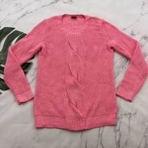 Talbots Cable Knit Sweater Size M Neon Pink Pullover Chunky Crew Neck Co... - £22.94 GBP