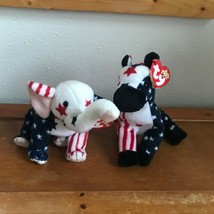 Gently Used Lot of TY Plush Patriotic Red White &amp; Blue Lefty Donkey &amp; Righty - £8.35 GBP