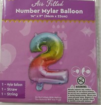 1 Pcs 14&quot; Gradient Number 2 Foil Balloon Two Decoration Happy Birthday P... - £8.02 GBP