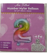 1 Pcs 14&quot; Gradient Number 2 Foil Balloon Two Decoration Happy Birthday P... - €8,69 EUR