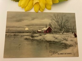 Antique Merry Christmas Winter Scene Postcard Blanket Of Snow House 1901-1907 - £8.31 GBP