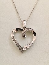 Kay Diamond Accent Heart Pendant Necklace in Sterling Silver - £55.11 GBP