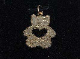 10k Yellow Gold Cute Teddy Bear With A Heart In The Belly Pendant  - £60.14 GBP