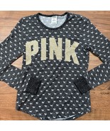 Victorias Secret Pink Medium* Cozy Sleep PJ Top Gray Gold Sparkles Dog Soft - $19.81 CAD