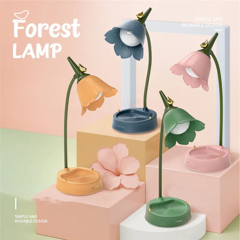 Flower LED Desk Lamp Student Bedroom Room Lighting Touch Reading Lamp Eye - $13.54+