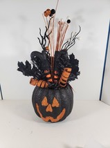 NEW 16&quot; styrofoam pumpkin tabletop decoration with witch legs sticking out - $15.99