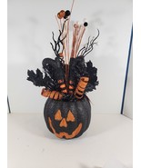 NEW 16&quot; styrofoam pumpkin tabletop decoration with witch legs sticking out - $21.86 CAD