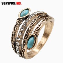 SUNSPICE MS Natural Stone Vintage Ring Sets Bohemia Women Ethnic Wedding Jewelry - £7.01 GBP