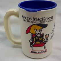 Vintage 1986 Spuds Mac Kenzie Dog Bud Light 5&quot; Plastic Cup Mug W/ Lid 1980&#39;s - £15.64 GBP