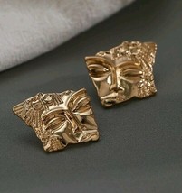 Gorgeous Gold Face Mask Pendant Geometric Trendy Fashion Jewelry Stud Earrings - £16.58 GBP