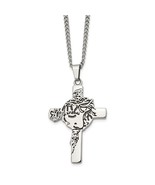 Stainless Steel Jesus Face Cross Pendant with 24&quot; Curb Chain - €77,21 EUR