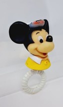 Walt Disney Productions Mickey Mouse Squeaky Toy Rattle VTG Teething Rin... - $6.56