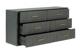 63" Dark Grey Solid And Manufactured Wood Six Drawer Dresser - $25,880.05 MXN