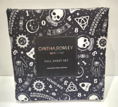 Cynthia Rowley Black FULL Sheet Set Sun Stars Moon Skull Ouija Halloween... - $39.59