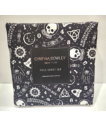 Cynthia Rowley Black FULL Sheet Set Sun Stars Moon Skull Ouija Halloween... - £31.31 GBP