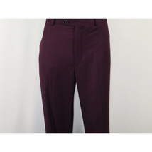 Men BERRAGAMO 3pc Suit Vested Plain front Pants Side Vents Formal A6732 Burgundy image 14