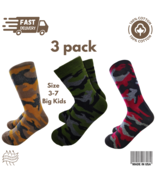 3 Pack Big Kids Crew Cotton Camo Socks for Boys Girls Youth Soft &amp; Durable - $28.15 CAD
