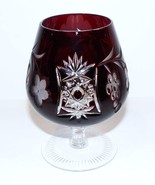 STUNNING VINTAGE CRYSTAL DEEP RUBY RED CUT TO CLEAR 5 1/8&quot; BRANDY SNIFTE... - €55,61 EUR