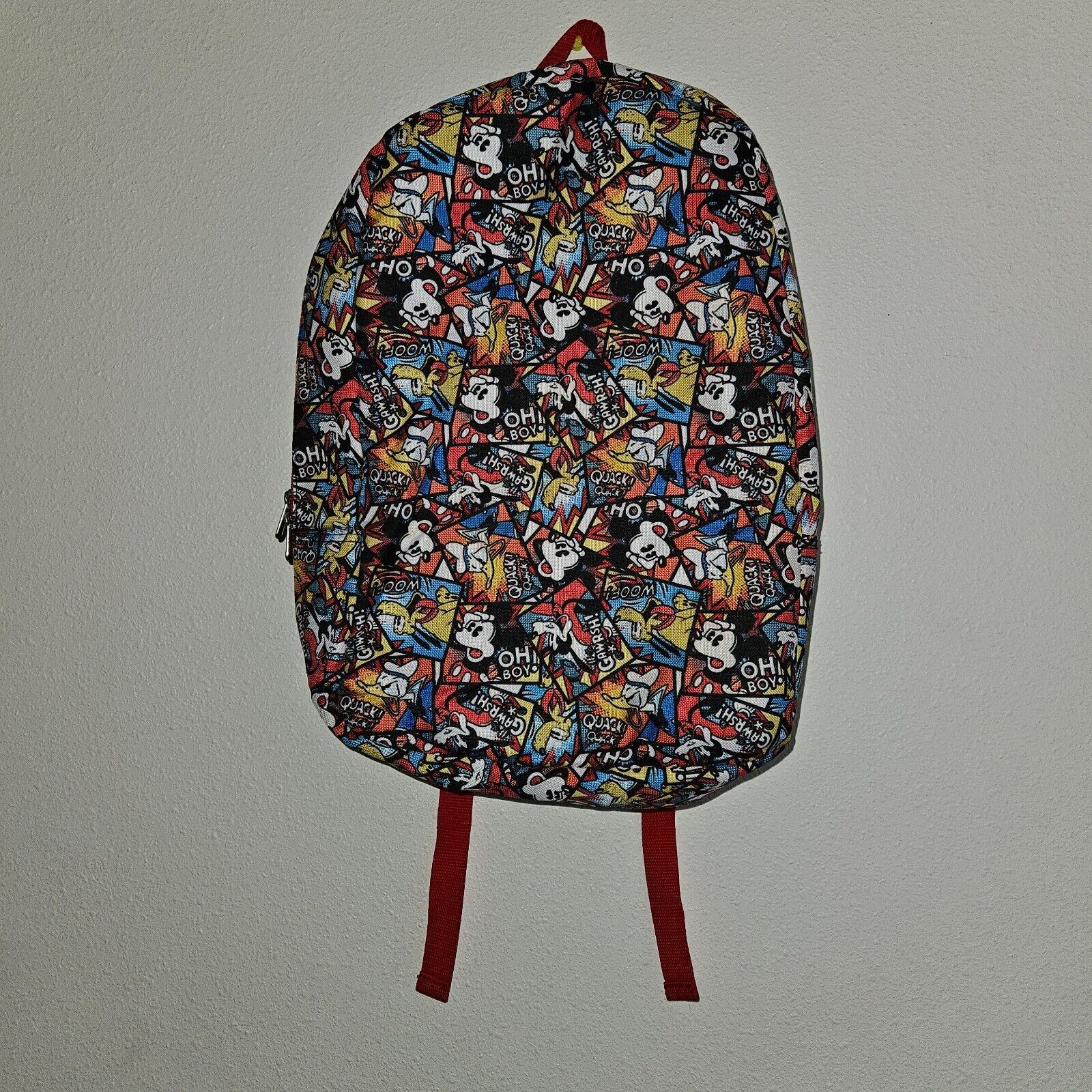 Disney Parks Mickey Mouse Lightweight Backpack Red Black Oh Boy Donald Goofy - $29.65