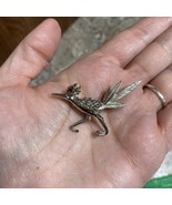 Vintage Silvertone Roadrunner with Red Rhinestone Eye Brooch Pin - $20.37 CAD
