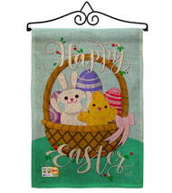 Happy Easter Basket Burlap - Impressions Decorative Metal Wall Hanger Garden Fla - £27.15 GBP